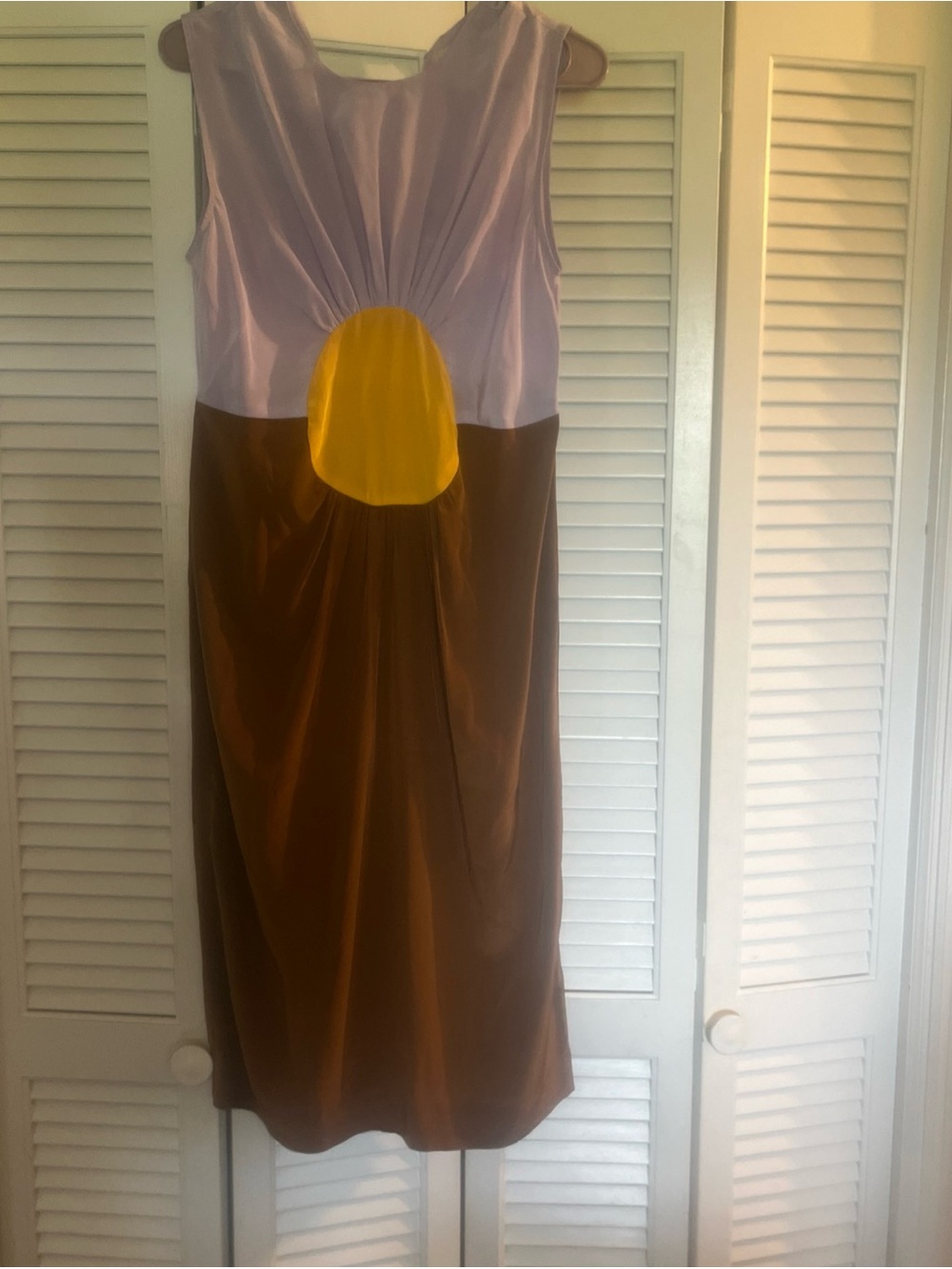 Lavender, Yellow & Brown Colorblock Midi Dress CARLEEN vintage - Picture 2 of 5